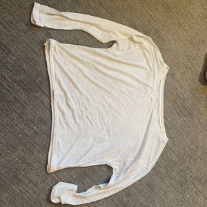 Lulu White Striped Semi-SeeThrough Long-Sleeve